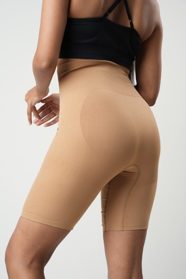 seamless mid waist tummy shaper short back view Mid Waist Everyday Smoother – Comfortable Daily Body Shaping Shorts