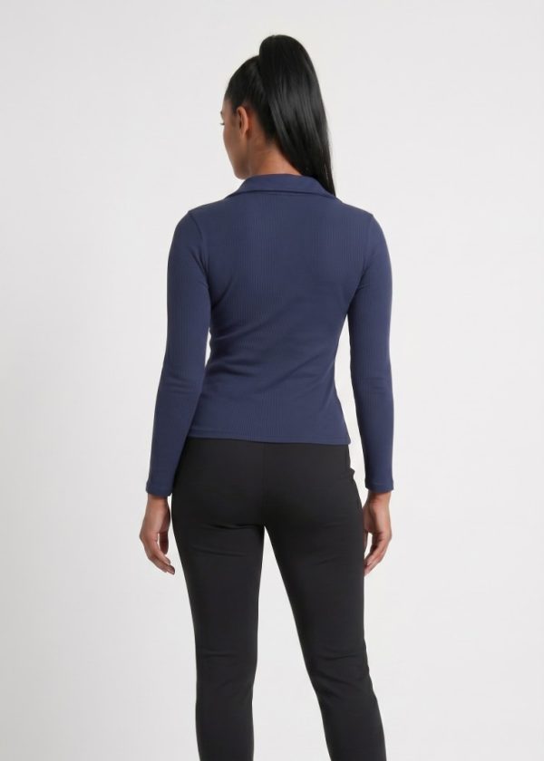 CVD006_Oceancavern01 Seamless Rib Polo Long Sleeve Top