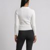CVD006_White01 Seamless Rib Polo Long Sleeve Top